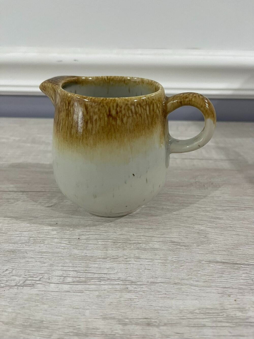 Vintage McCoy Ceramic Coffee Creamer Brown Drip Glaze Rustic